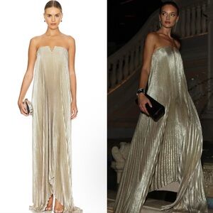 Elegant Silver Strapless Maxi Dress